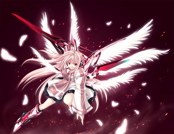 Anime girl with white wings and sword