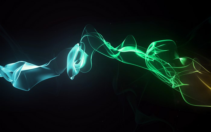 Abstract blue and green smoke waves