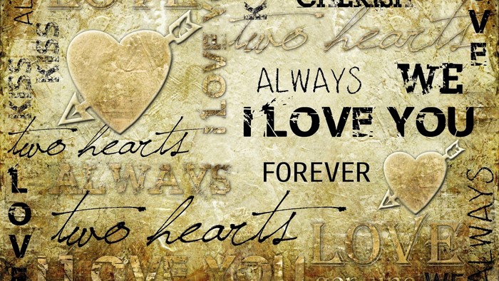 Love Hearts and Romantic Sayings Collage