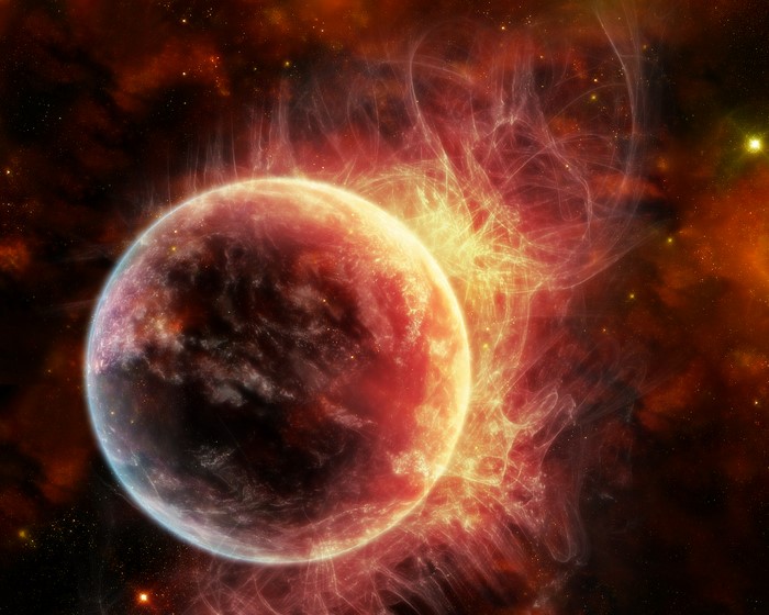 Sci Fi Planet with Solar Flares