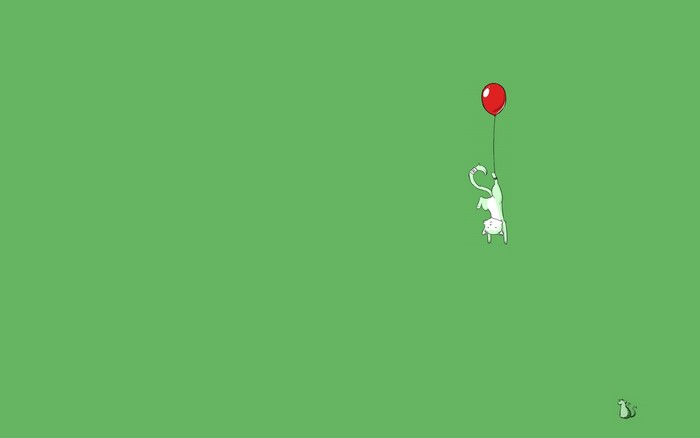 Cat hanging from a balloon
