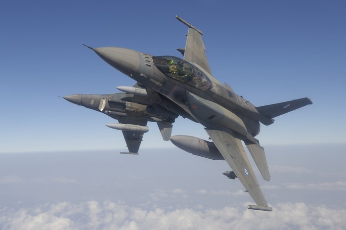 Two Hellenic Air Force F-16 Fighting Falcons in flight