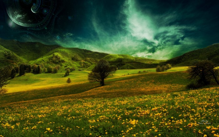 Sci Fi Landscape with Alien Planet