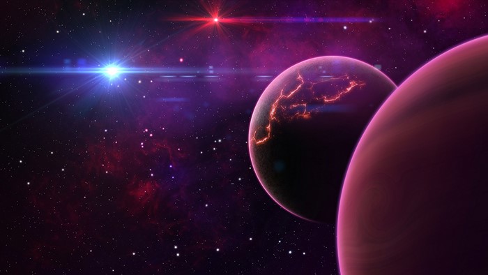Sci Fi Space Nebula with Planets