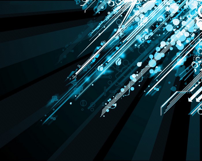 Abstract blue and white lines on black background