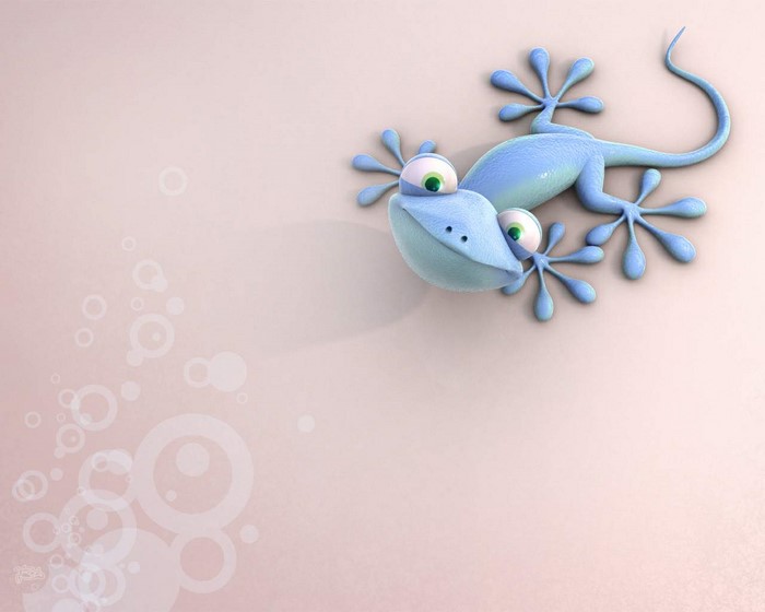 3D Blue Lizard