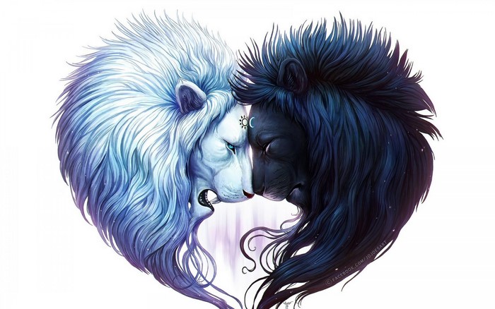 Yin and Yang Lions Heart Symbol