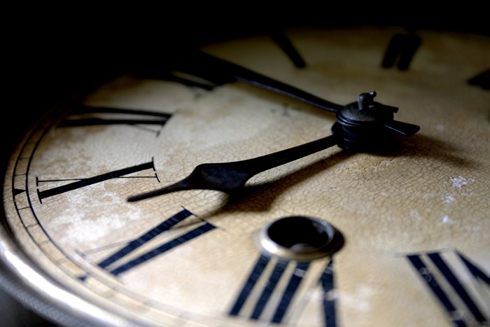 Close-up of an antique clock face