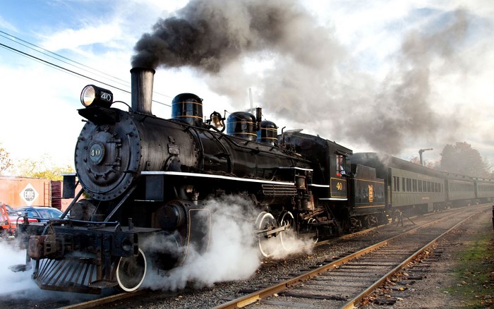Steam Locomotive Number 40 with Passenger Cars