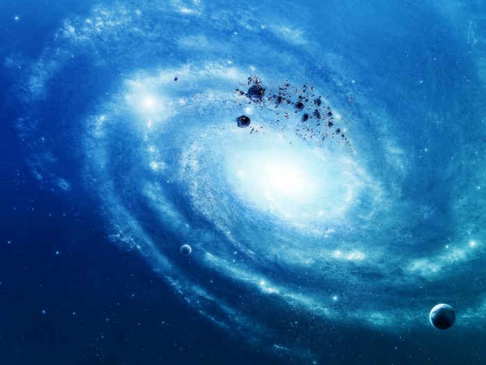 Sci Fi Galaxy with Planets and Asteroids