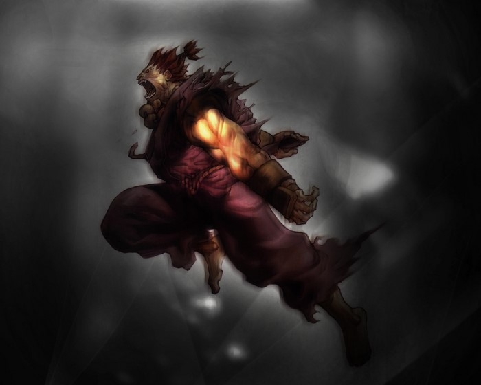 Akuma from Street Fighter in a dynamic pose
