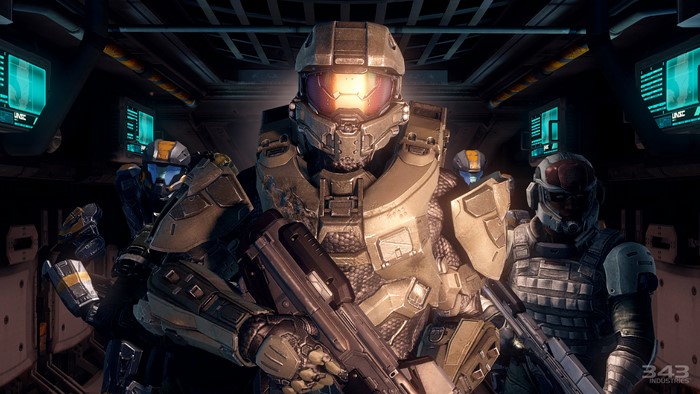 Master Chief and UNSC soldiers in Halo 4