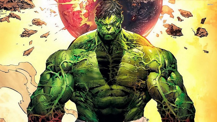 Hulk in front of a red planet
