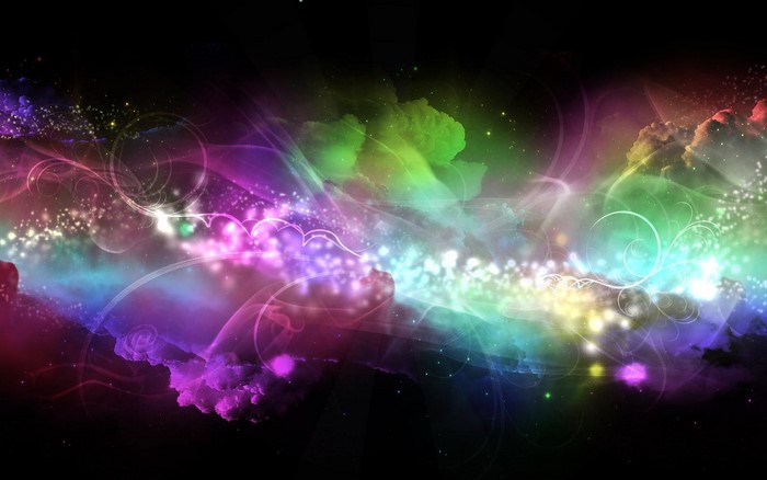 Abstract Colorful Light Swirls and Clouds