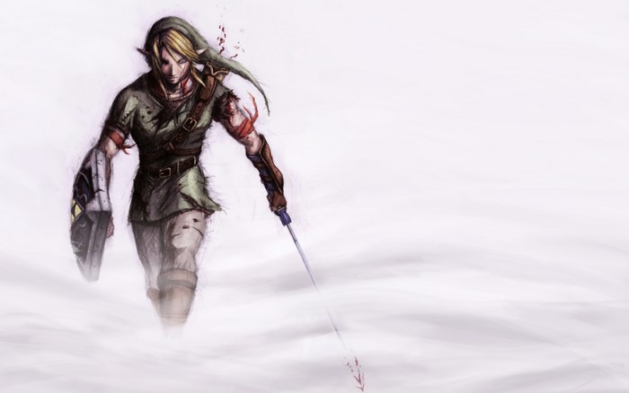 Link from The Legend of Zelda in a snowy landscape