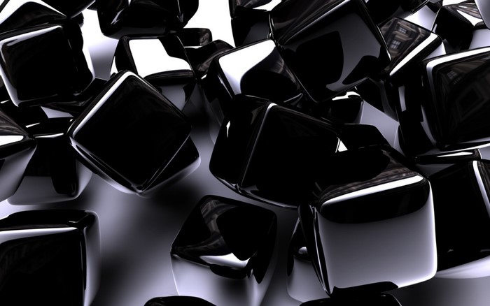 Abstract 3D CGI Black Cubes