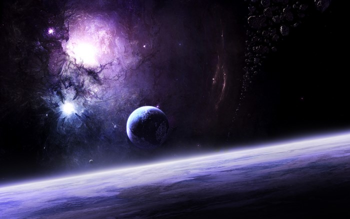 Planet and Nebula in Space
