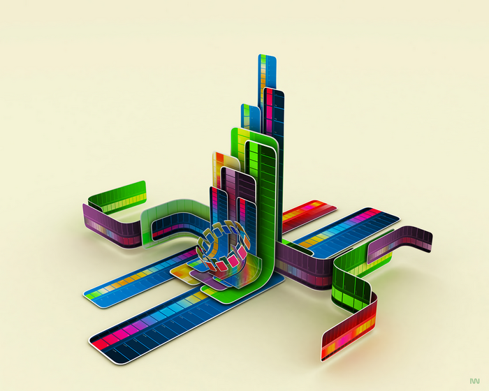 Abstract colorful ribbons and bars