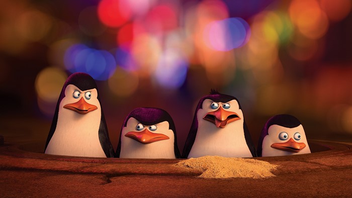 The Penguins of Madagascar in a hole