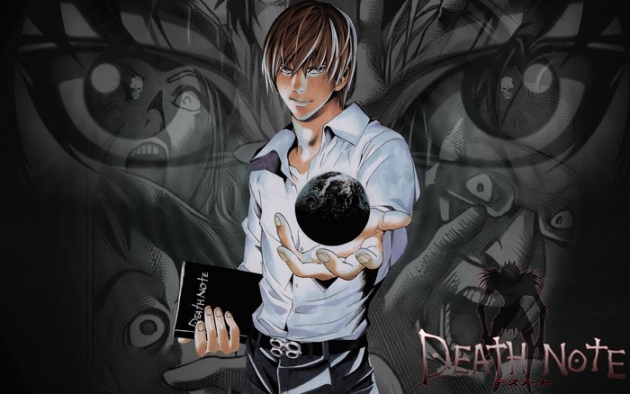 Light Yagami from Death Note holding a planet