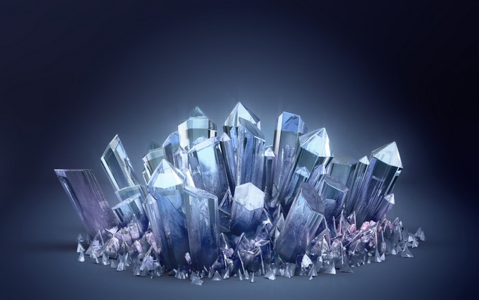 Abstract cluster of blue and purple crystals