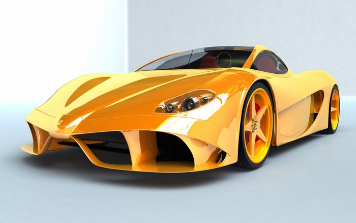 Yellow Ferrari sports car