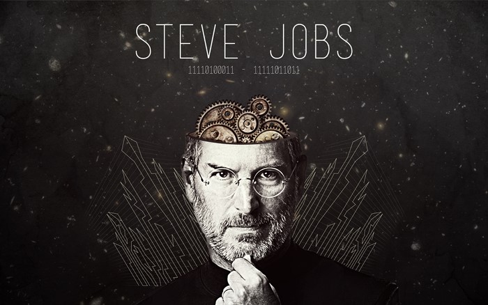 Steve Jobs with gears in his head