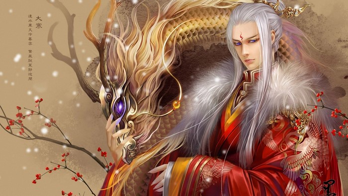 Man with dragon and plum blossoms