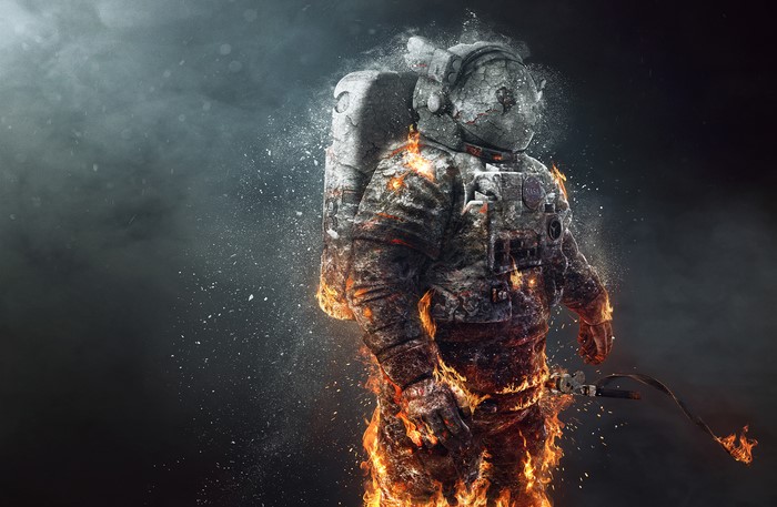 Astronaut on fire