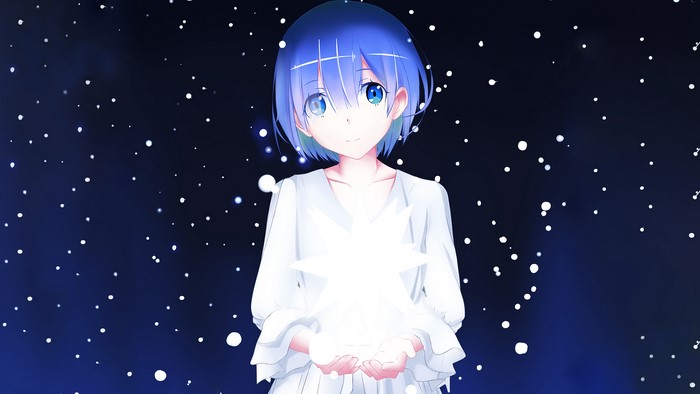Rem from Re:ZERO holding a glowing star