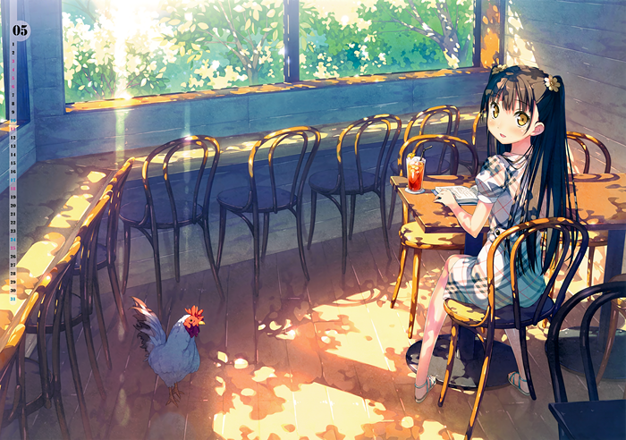 5 Nenme no Houkago Girl with Rooster in Cafe