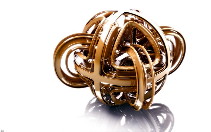 Abstract 3D Golden Intertwined Sculpture