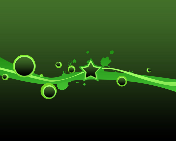 Green abstract wave with star and circles