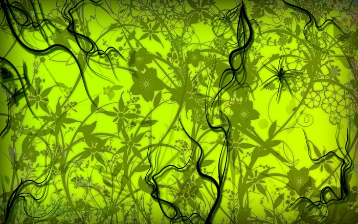 Abstract floral vines with spider
