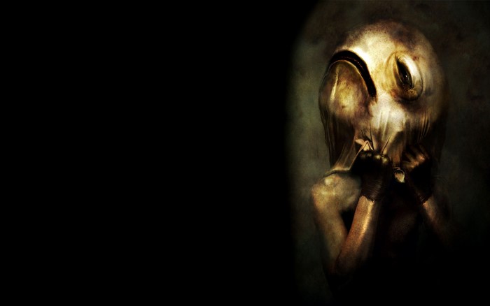 Creepy creature with a sack-like head