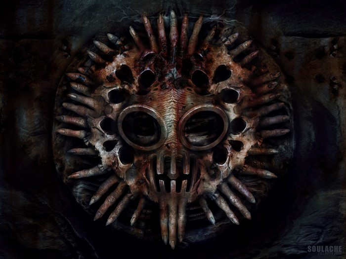 Gore mask with fingers and rust