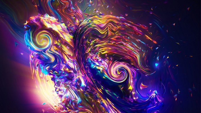 Rainbow Colored Swirls Abstract Art