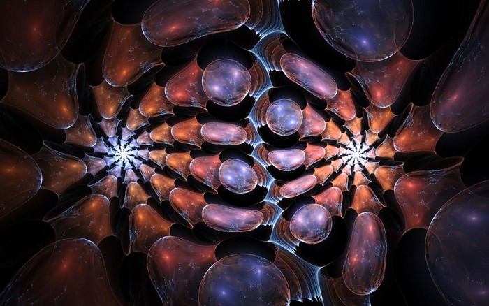 Abstract Symmetrical Pattern with Glowing Spheres