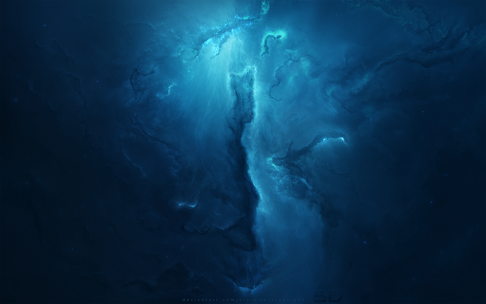 Blue Nebula in Deep Space