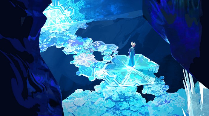 Elsa from Frozen in an ice cave