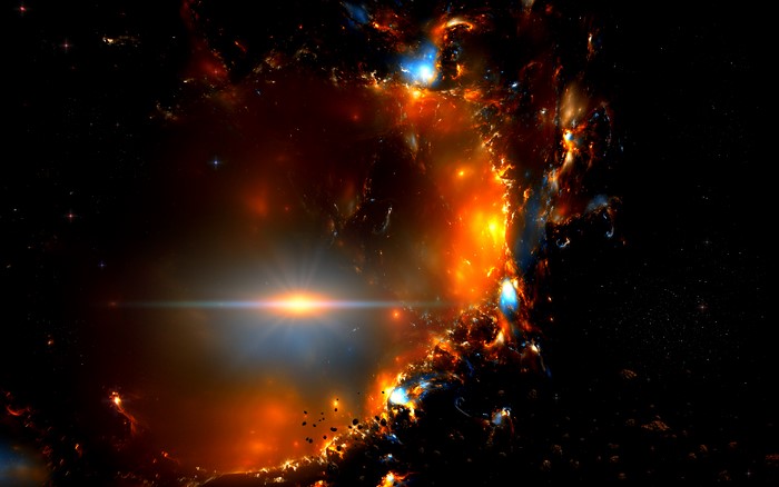 Space Nebula with Bright Star