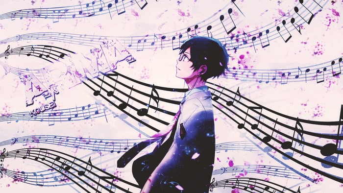 Kousei Arima from Your Lie in April with Musical Notes