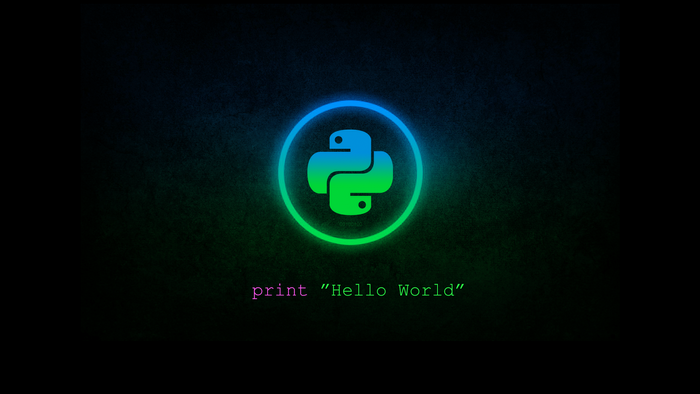 Glowing Python Logo with Code Text
