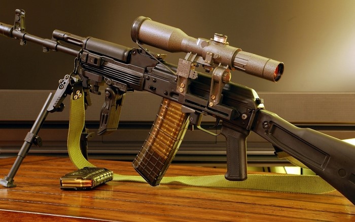 AK-101 assault rifle with scope and bipod