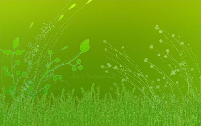Green nature illustration with flowers and grass