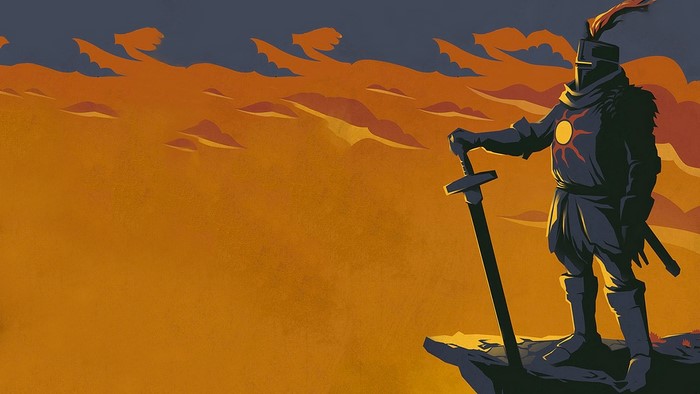 Knight of Sunlight with Sword on Cliff