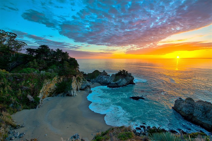 McWay Falls at Sunset in Big Sur, California