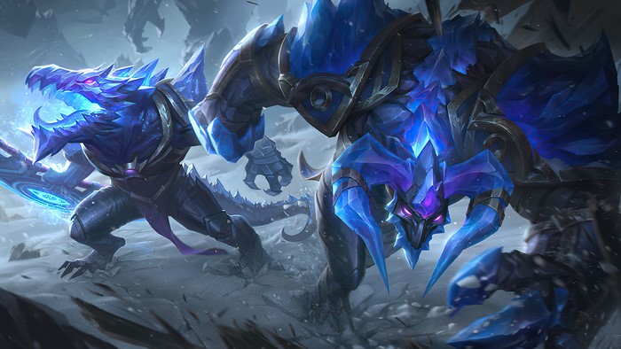 Two ice monsters in a snowy landscape