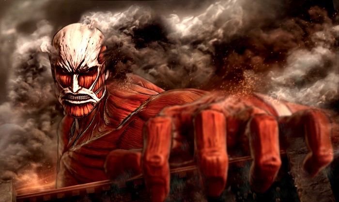 Colossal Titan Reaching Out Through Smoke - Attack on Titan