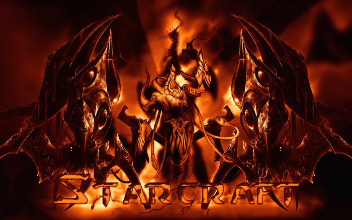 Starcraft Terran Ghost with fiery background